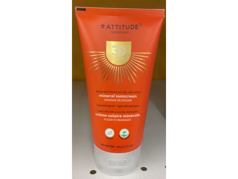 Attitude Mineral Sunscreen, SPF 30, Orange Blossom, 5.2 oz/150 g