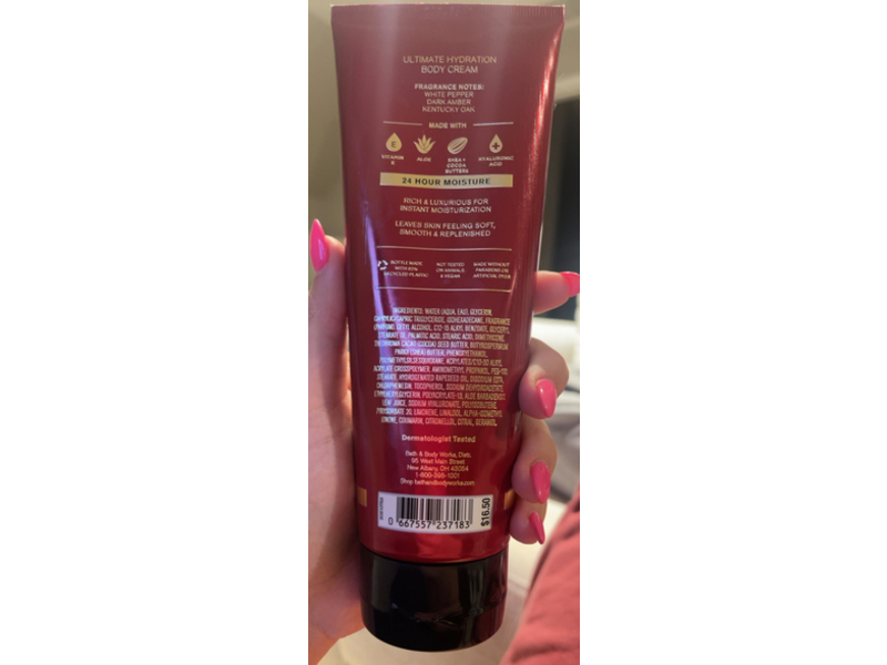 Bath & Body Works Bourbon Ultimate Hydration Body Cream, Shea Butter + Hyaluronic Acid, 8 oz/226 g