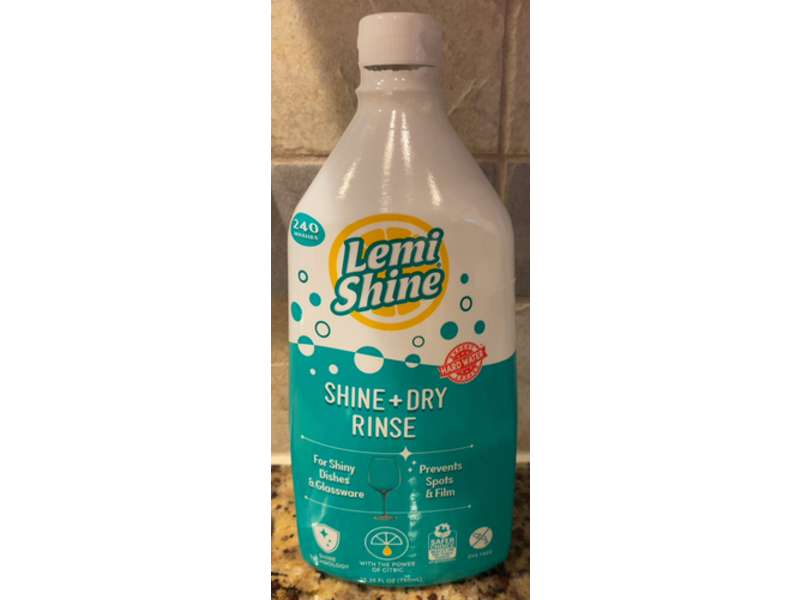 Lemi Shine Shine + Dry Dishwasher Rinse Aid, Power Of Citric, 240 Loads, 25.35 fl oz/750 mL