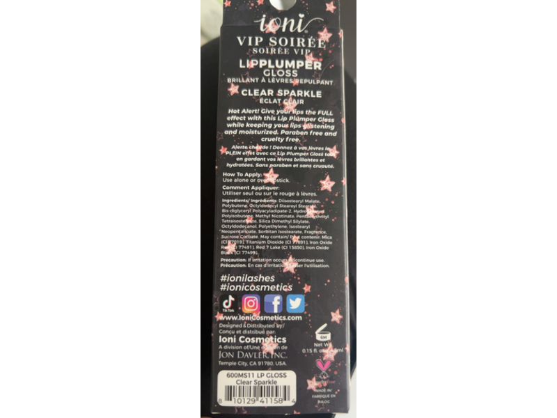 Ioni Lip Plumper Gloss, Clear Sparkle, 0.15 fl oz/4.5 mL