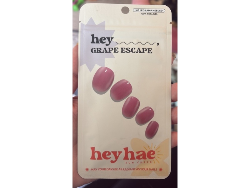 Heyhae Solar-Cured Gel Nail Strips Set, Hey Grape Escape, 28 Count