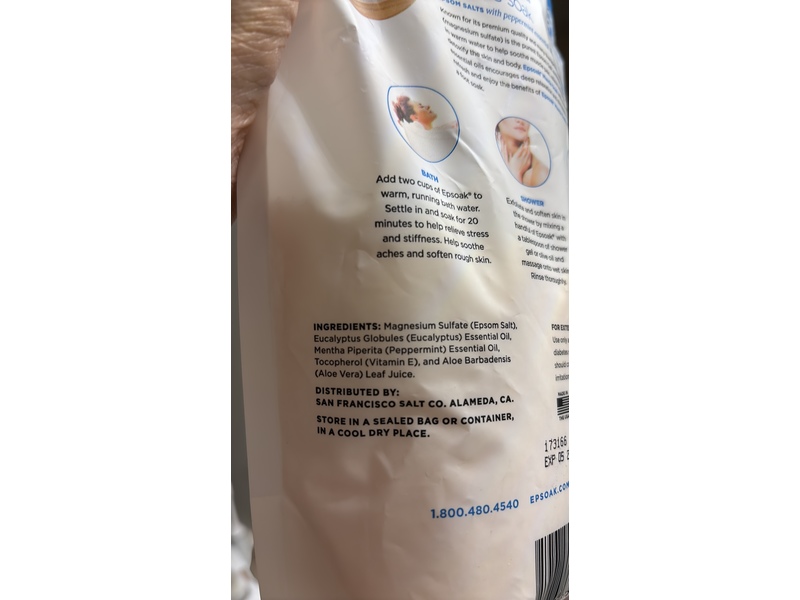 Epsoak Muscle Soak Epsom Salts, Peppermint, 48 oz