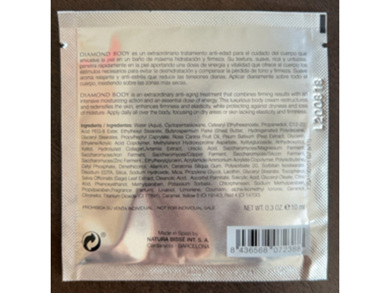 Natura Bisse Diamond Body Cream, 0.3 oz/10 mL