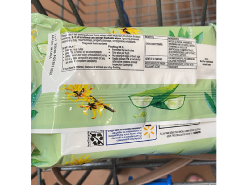 Equate Flushable Wipes, Witch Hazel & Aloe, 48 wipes