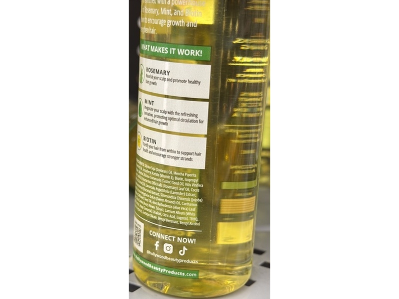Hollywood Beauty Gro Up! Daily Hair & Scalp Oil, Rosemary, Mint & Biotin, 4 fl oz/118 mL