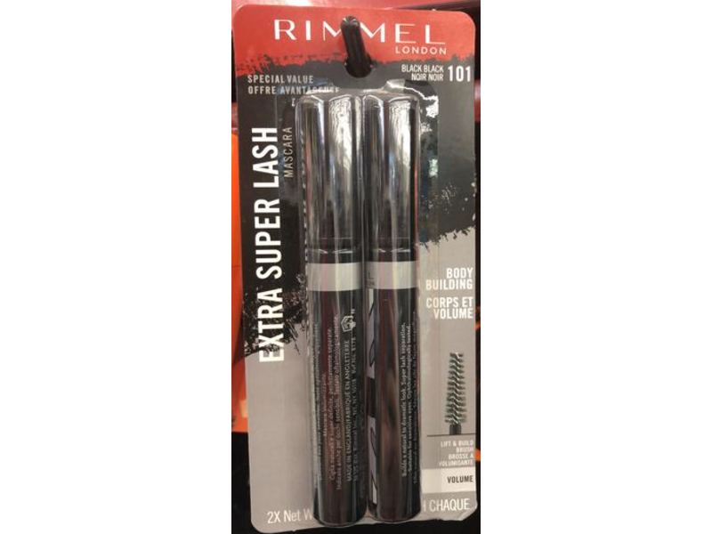 Rimmel Extra Super Lash Mascara, Black, 0.27 fl oz/8 mL, Pack Of 2