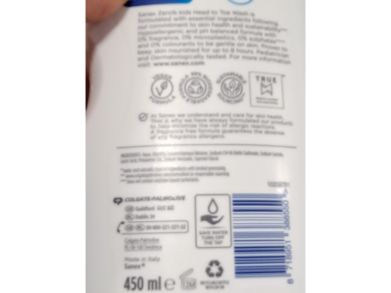 Sanex Head To Toe Wash, 450 mL