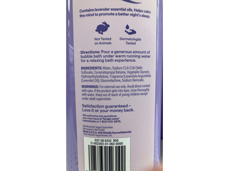 Up & Up Soothing Foaming Bubble Bath, Lavender Scent, 34 fl oz/1006 mL