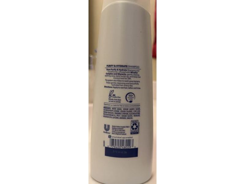 Dove Care & Protect Shampoo, Purify & Hydrate, 12 fl oz/355 mL