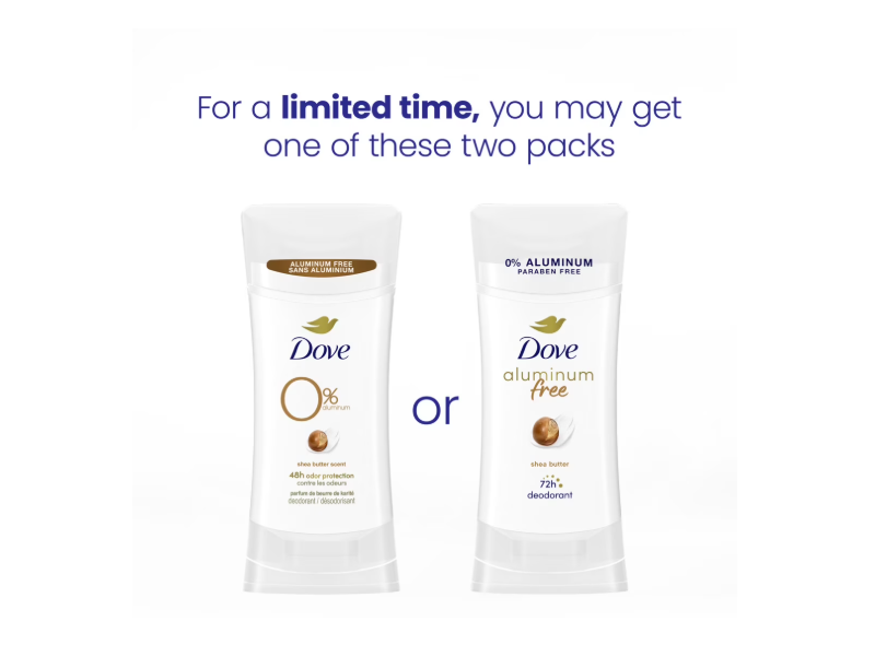 Dove Aluminum Free Deodorant, Shea Butter, 2.6 oz/74 g