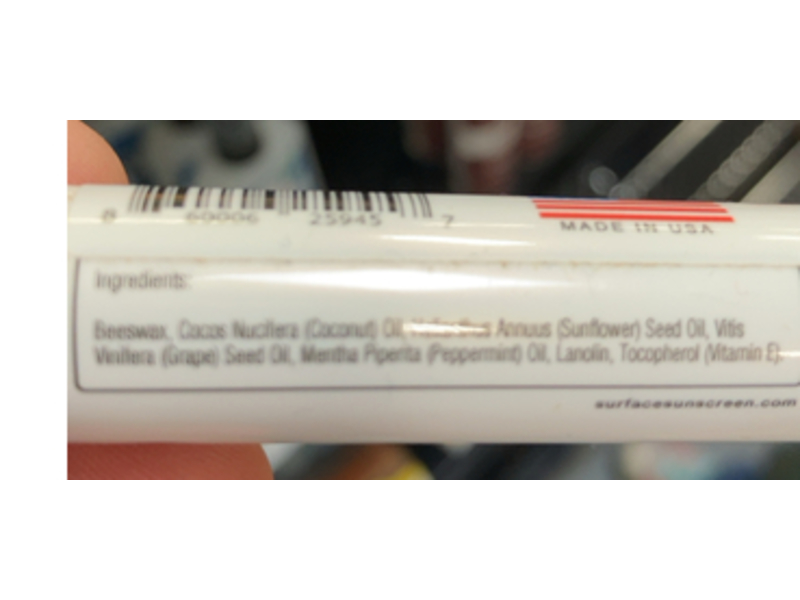 Surface Moisturizing Lip Balm, Peppermint, 0.15 oz