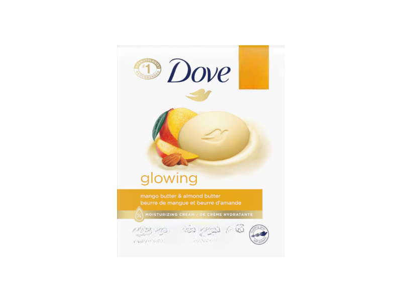 Dove Purely Pampering Mango Butter Beauty Bar, Mango Butter & Almond Butter, 3.75 oz/106 g, 6 Count