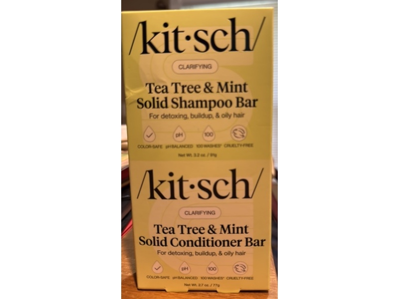 Kitsch Clarifying Solid Shampoo & Conditioner Bar Set, Tea Tree & Mint