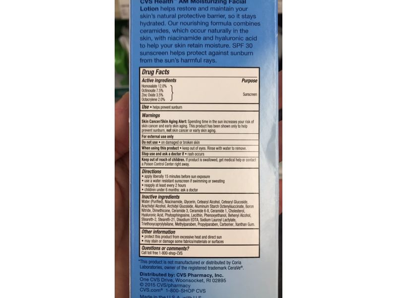 CVS Health Moisturizing Facial Lotion, SPF 30, 3 fl oz