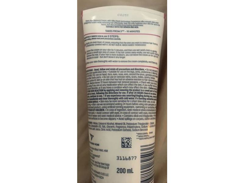 Veet Hair Remover Gel Cream, Sensitive, Aloe & Violet Blossom, 6.78 fl oz/200 mL