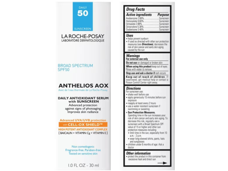 La Roche-Posay Anthelion AOX Daily Antioxidant Serum Sunscreen, SPF 50, 1 fl oz/30 mL
