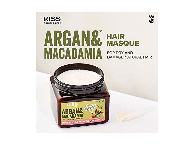 Kiss Color & Care Argan & Macadamia For Dry and Damaged Natural Hair Oil Serum and Maque Value Set