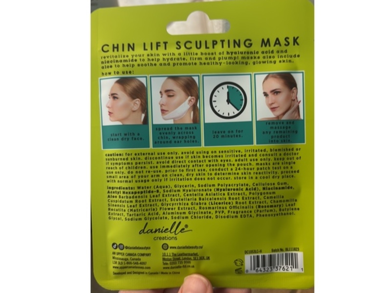 Danielle Creations Chin Lift Sculpting Mask, Hyaluronic Acid + Aloe Vera, 0.7 oz/20 g