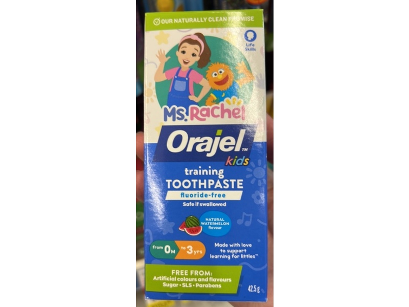 Orajel Kids Ms Rachel Fluoride-Free Training Toothpaste, Watermelon, 42.5 g