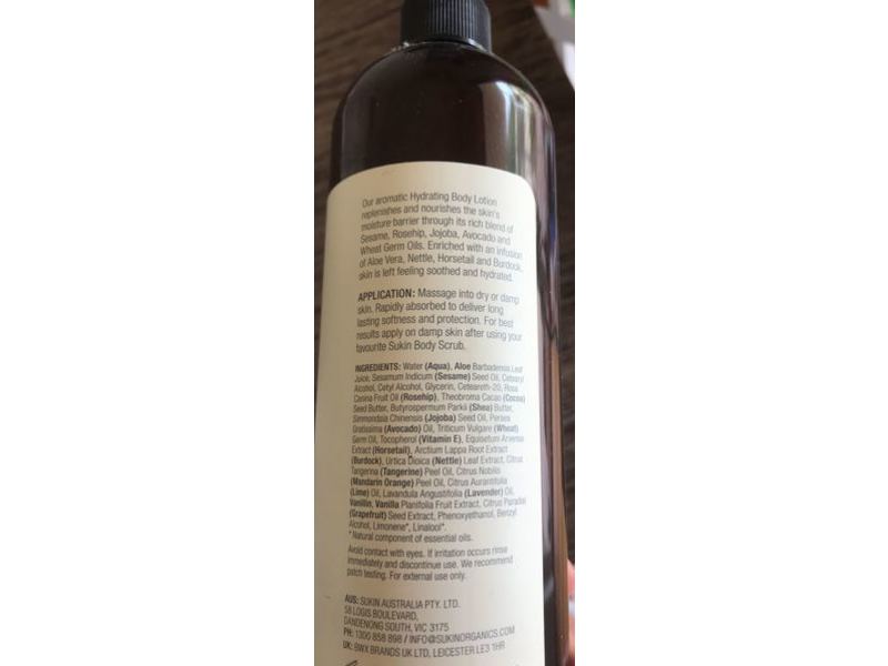 Sukin Hydrating Body Lotion, Original Scent, 16.9 fl oz/500 mL