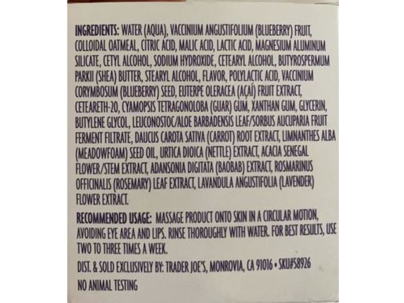 Trader Joe's Facial Scrub, Blueberry & Acai, 2 oz/60 g