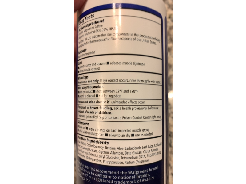 Walgreens Homeopathic Muscle Cramp & Spasm Relief Foam, 7.1 fl oz/210 mL