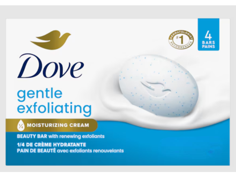 Dove Gentle Exfoliating Beauty Bar, 4.2 oz/119 g, Pack Of 4