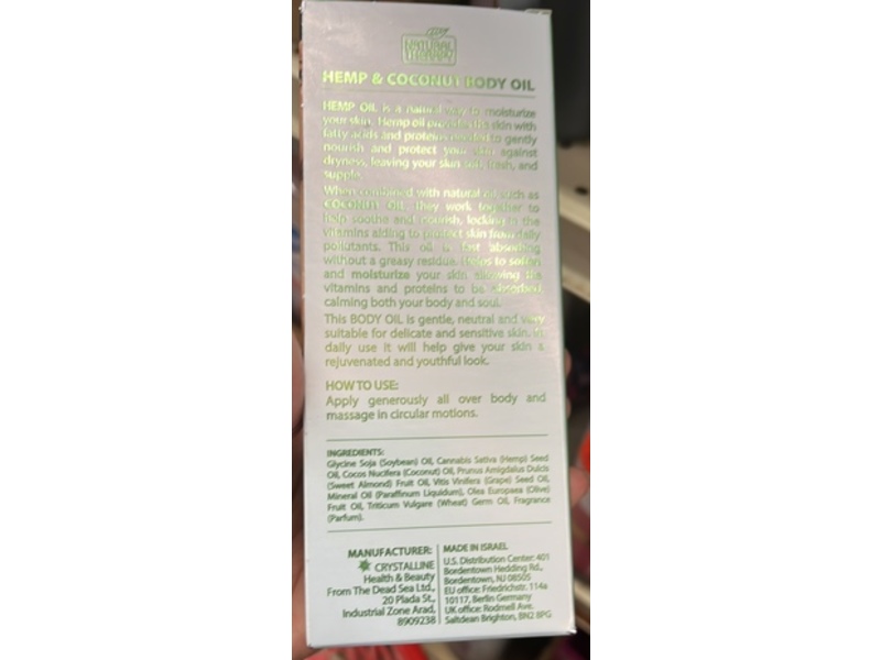 Natural Therapy Body Oil, Hemp & Coconut, 4 fl oz/120 mL
