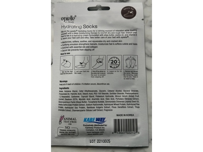 Epielle Hydrating Socks, Shea Butter, Jojoba Oil & Vitamin E, Pack Of 6