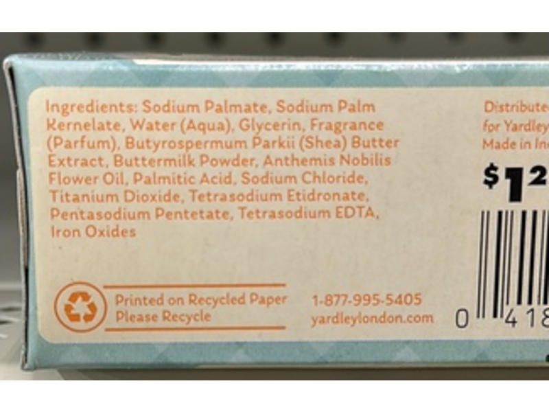 Yardley London Nourishing Baby Bar, Chamomile Flower, 4 oz/ 113 g