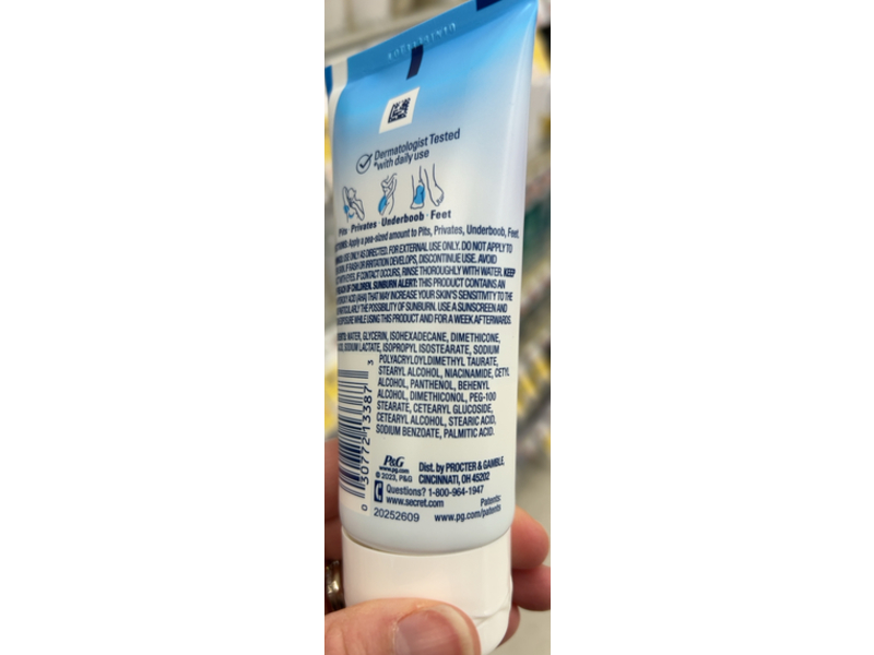 Secret Whole Body Deodorant Invisible Cream, 3.0 oz/85 g