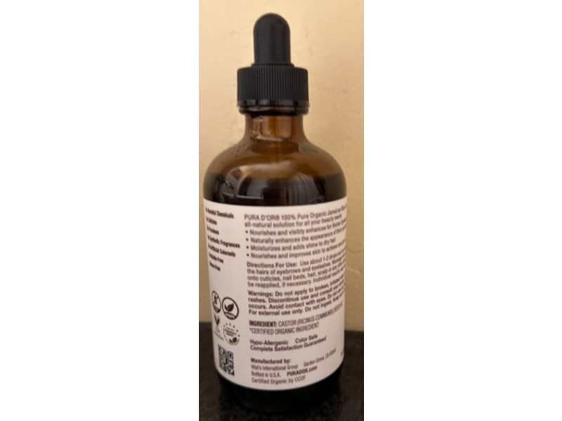 Pura D'or Organic Jamaican Black Castor Oil, 5.5 fl oz/163 mL