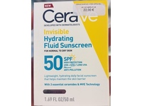 Cerave Invisible Hydrating Fluid Sunscreen, Spf 50, 1.69 fl oz/50 mL - thumbnail 2