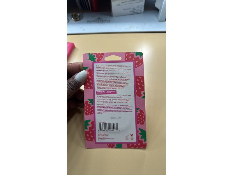 Global Beauty Care Nourishing Lip Oil, Strawberry + Hyaluronic Acid, 0.18 fl oz/5 mL