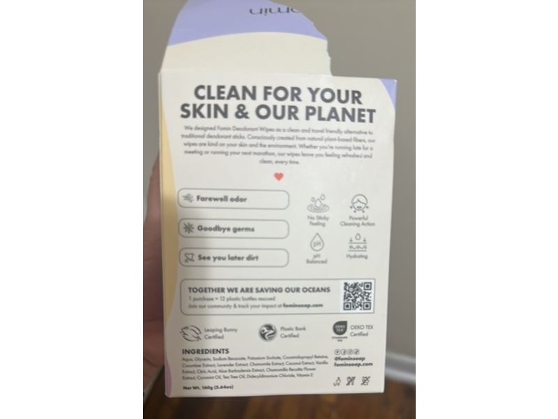 Fomin Deodorant Wipes Varity Pack, 5.64 oz/160 g, 15 Count