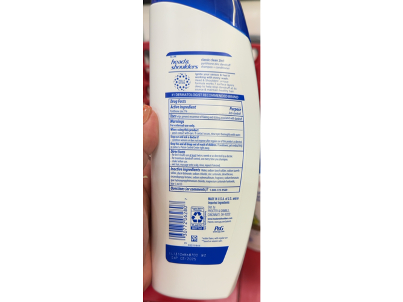 Head & Shoulders 2 In 1 Dandruff Shampoo + Conditioner, Classic Clean, 12.5 fl oz/370 mL