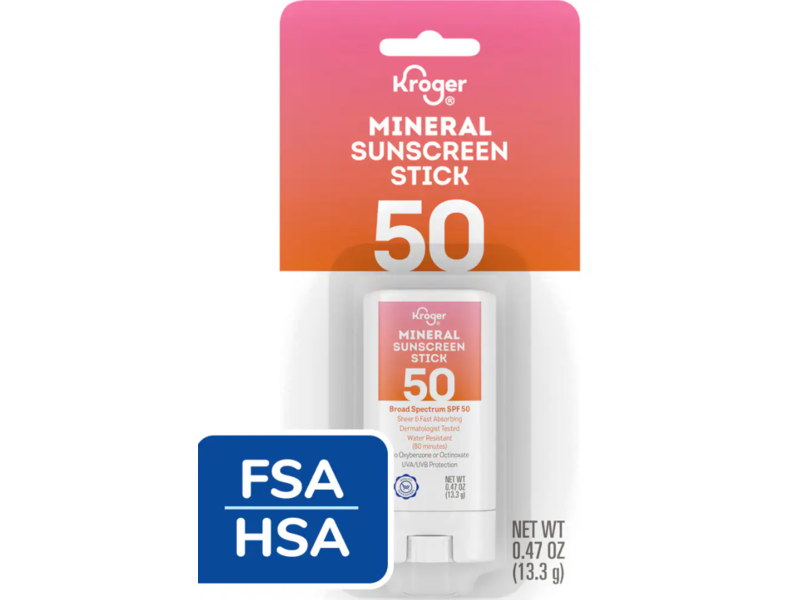 Kroger Mineral Sunscreen Stick, SPF 50, 0.47 oz/13.3 g