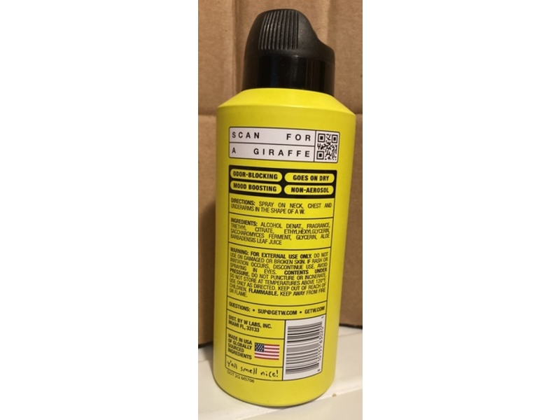 W Odor-Blocking Body Spray, Original, 3.4 fl oz/100 mL