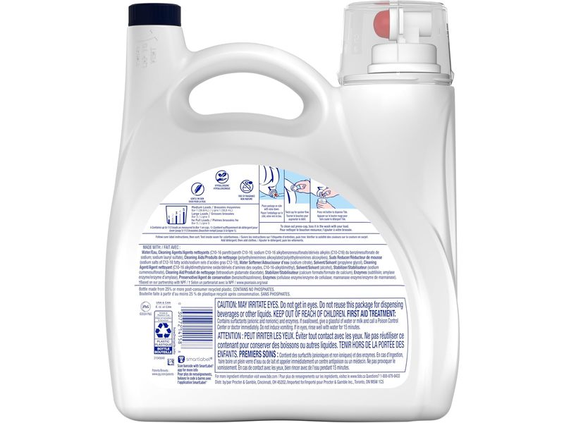 Tide Free & Gentle Liquid Laundry Detergent, Unscented, 113 Loads, 149 fl oz/4.4 L