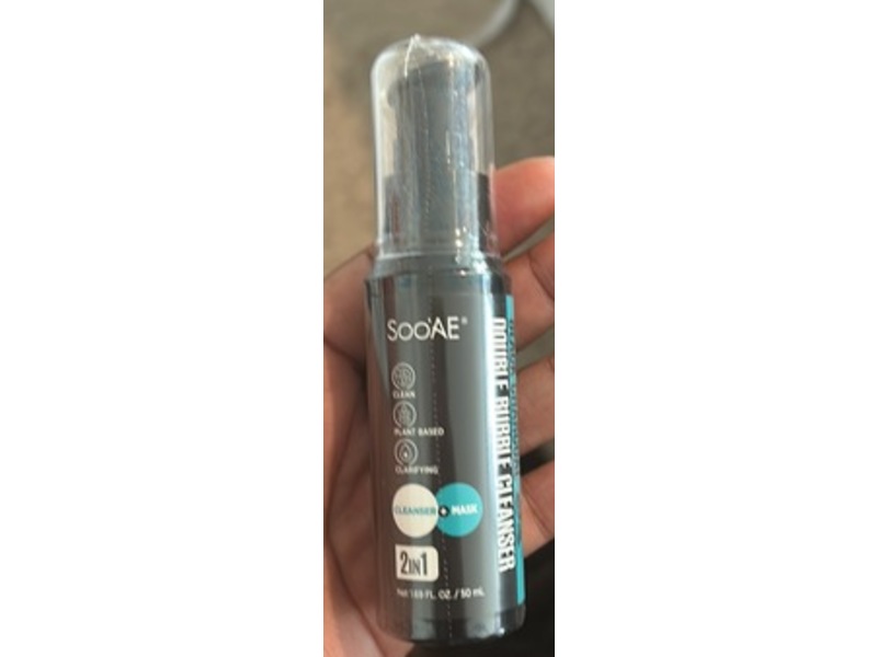Sooae Double Bubble Cleanser, Black Charcoal, 1.69 fl oz/50 mL