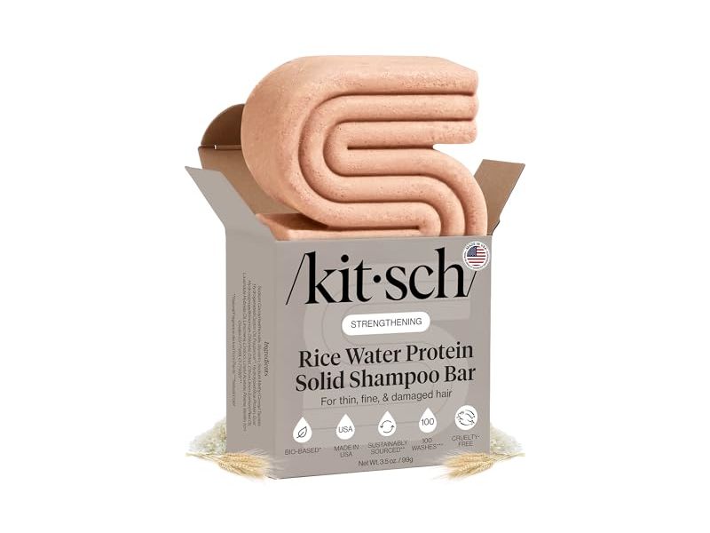 Kitsch Strengthening Rice Water Protein Solid Shampoo Bar, White Tea & Mandarin, 3.5 oz/99 g