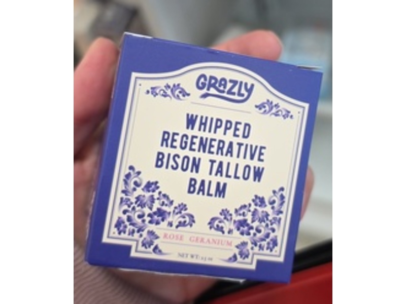 Grazly Whipped Bison Tallow Regenerative Balm, Rose Geranium. 2.5 oz