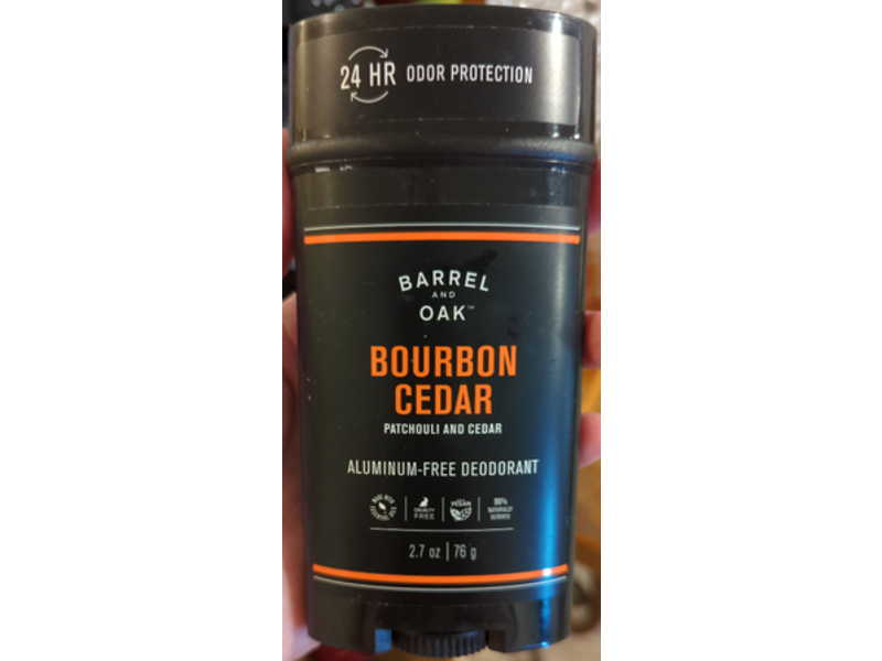 Olivina Barrel And Oak Aluminum-Free Deodorant, Bourbon Cedar, 2.7 oz/76 g