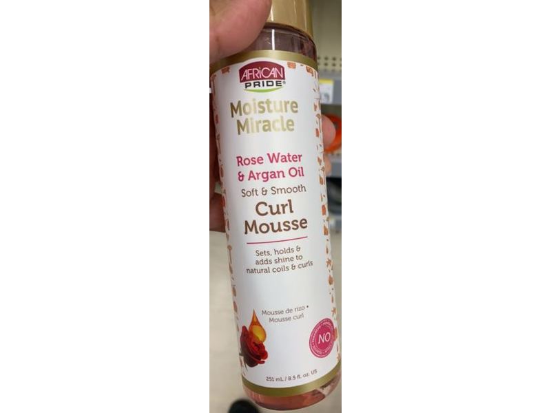African Pride Moisture Miracle Soft & Smooth Curl Mousse, Rose Water & Argan Oil, 8.5 fl oz/251 mL