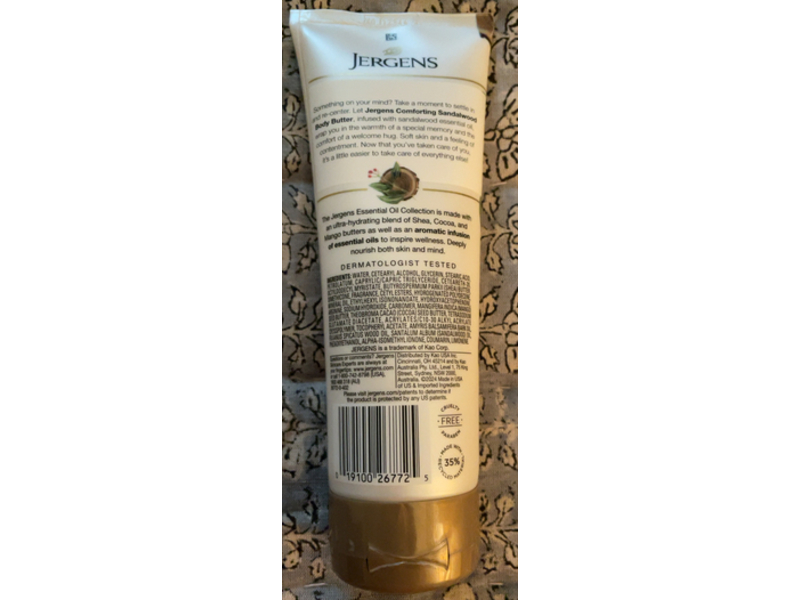 Jergens Triple Butter Blend, Warm Spice Notes & Sandalwood Essential Oil, 7 fl oz/207 mL