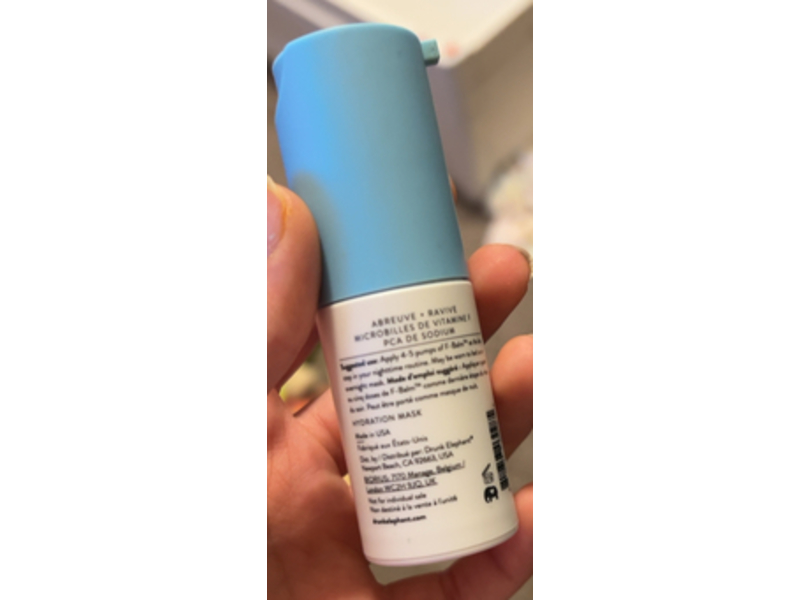 Drunk Elephant F-Balm Electrolyte Waterfacial Masque, Vitamin F Microbeads + Sodium Pca, 0.5 fl oz/15 mL