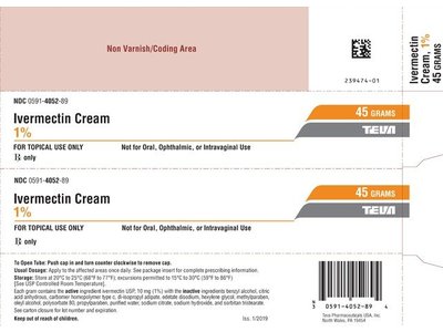 Ivermectin Cream 1% 45g Teva Pharmaceuticals USA (RX)