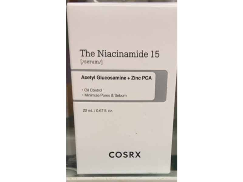 Cosrx The Niacinamide 15% Face Serum, Acetyl Glucosamine + Zinc PCA, 0.67 fl oz/20 mL