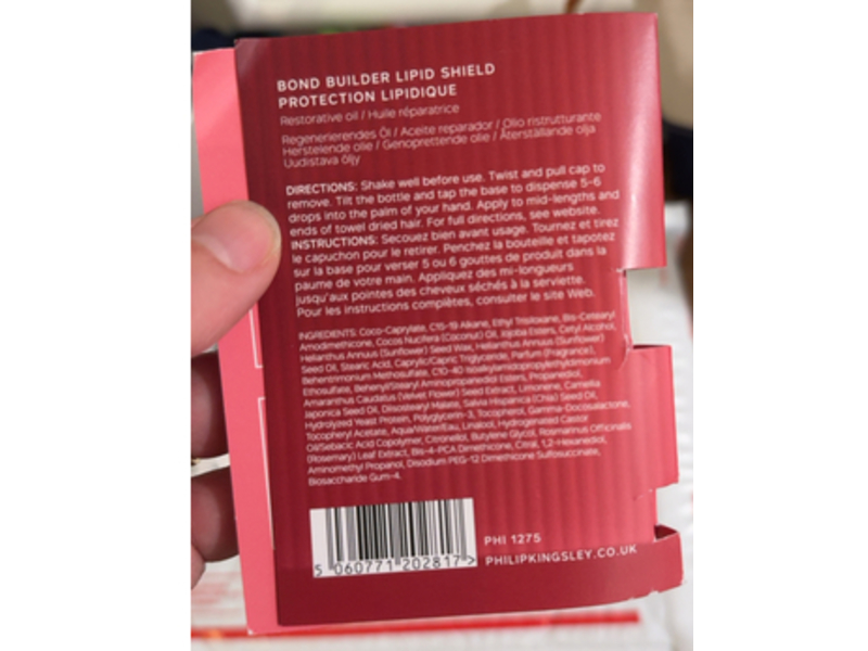 Philip Kingsley Bond Builder Restorative Oil, Lipid Shield, 1.01 fl oz/30 mL