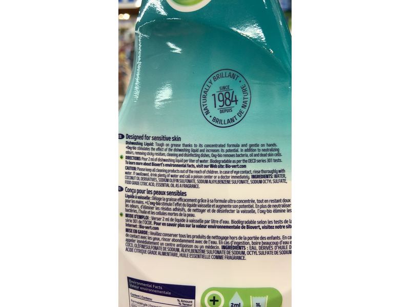 Biovert Dishwashing Liquid, Green Apple, 700 mL